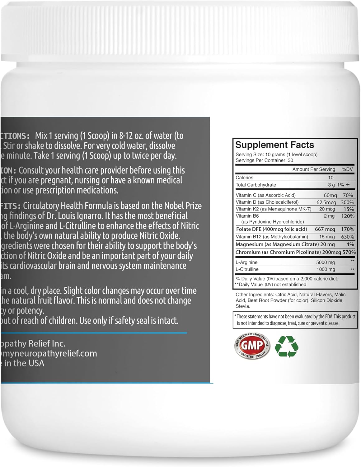 Neuropathy Relief Circulatory Health Formula Nitric Oxide Booster, Berry Flavour - görsel 2