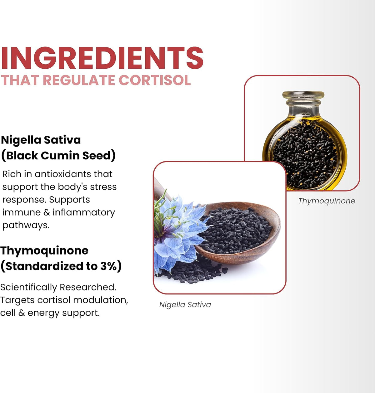 ThymoQuin Cortisol Manager – Black Seed Oil Food Supplement with 3% Thymoquinone, 60 Soft gel capsules - görsel 6