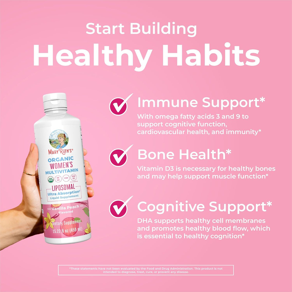 MaryRuth’s Organic Women’s Multivitamin Liposomal – Sugar Free Liquid Multivitamin with Ashwagandha, Folate, and Omega-3 DHA – 450 ml (15.22 fl oz) - görsel 5