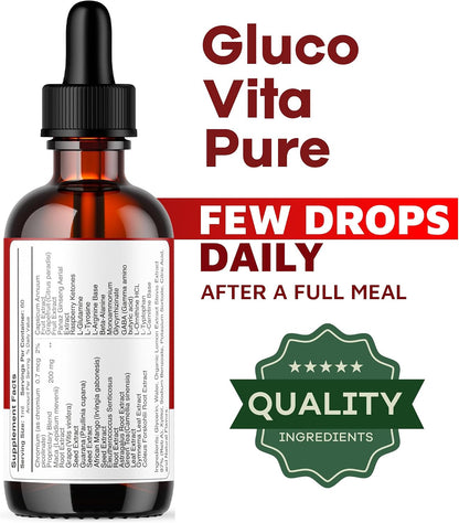 Glucovita Pure Drops - All-Natural Support, Premium Liquid Advanced Formula (5-Month Supply)