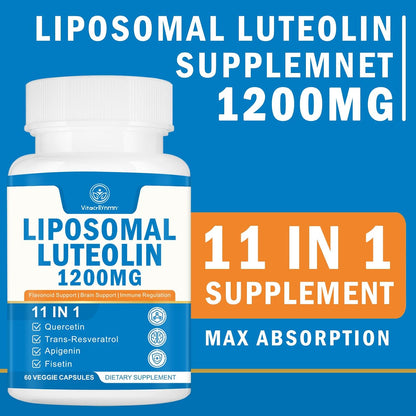VITACRLLYNMN Liposomal Luteolin 1200mg – 11-in-1 Antioxidant Complex for Brain Health, 60 Capsules