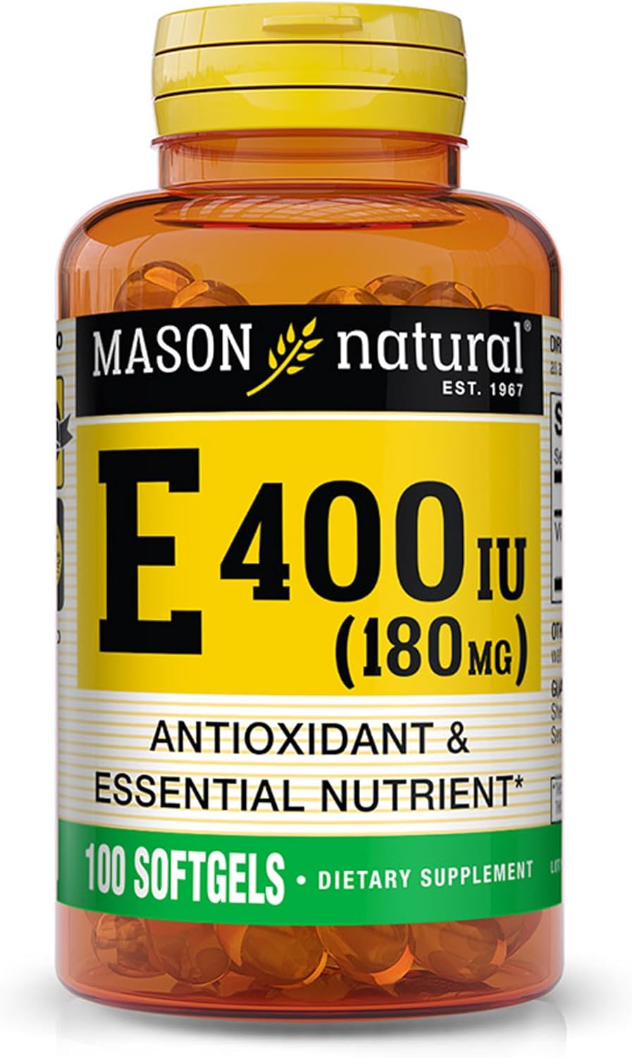 MASON NATURAL Vitamin E 400 IU (180 mg) - 100 Softgels - görsel 1