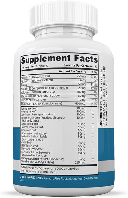 Justified Laboratories Glucotrust Max 1295mg Formula – 60 Capsules