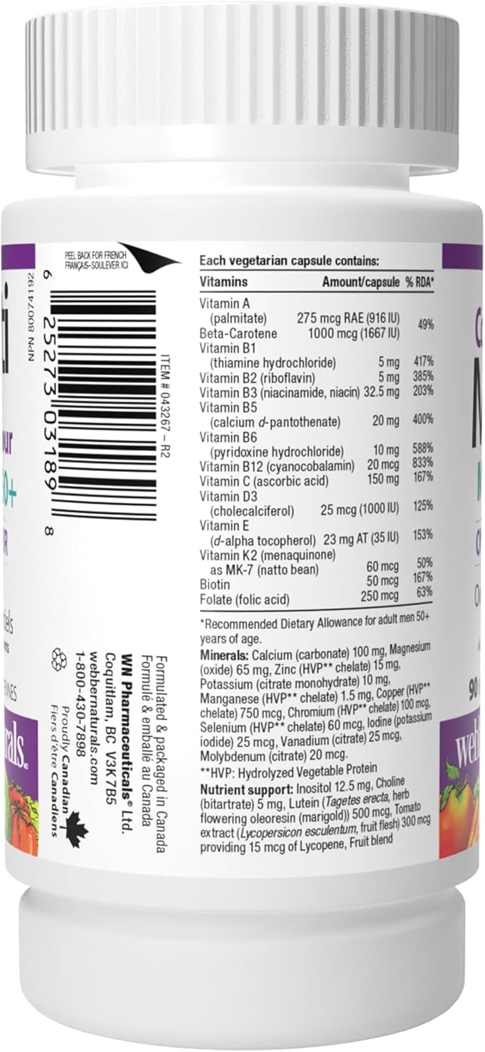 Webber Naturals Men's 50+ Most Complete Multi, 90 Vegetarian Capsules - görsel 10