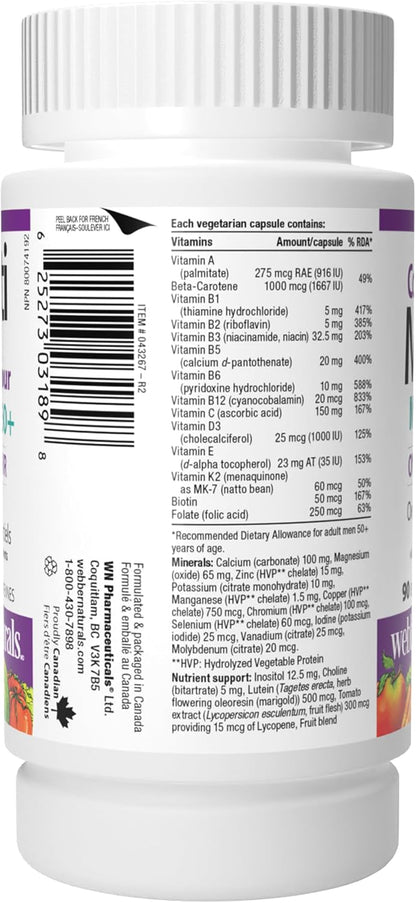 Webber Naturals Men's 50+ Most Complete Multi, 90 Vegetarian Capsules