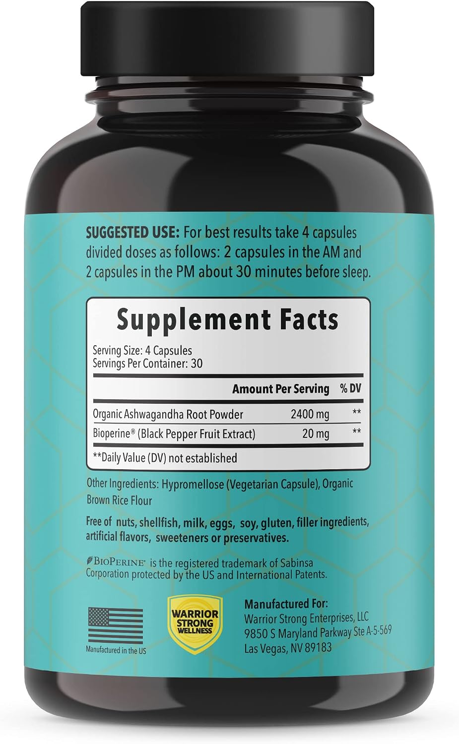Pure Organic Ashwagandha Capsules with BioPerine - 2400 mg - 120 Capsules - görsel 2
