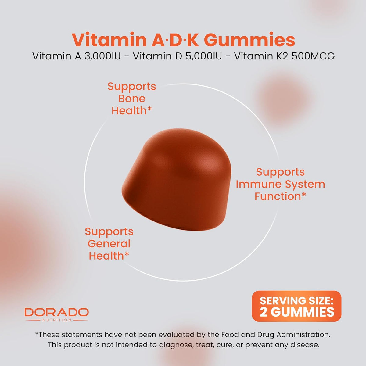 ADK Gummies - Vitamin D3 K2 (60 Sugar Free Gummies) - 10000 IU D3 & 5000 IU K2 - Vegan & Non-GMO - görsel 3