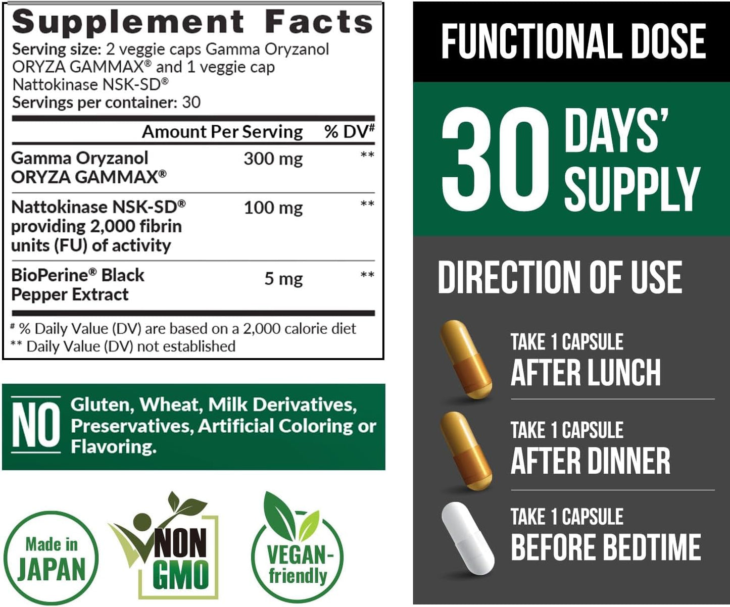 LABO Nutrition VesseCLEAR CX Nattokinase NSK-SD with Gamma Oryzanol – 90 Vegan DRcaps (45-Day Supply, 3-Pack) - görsel 2