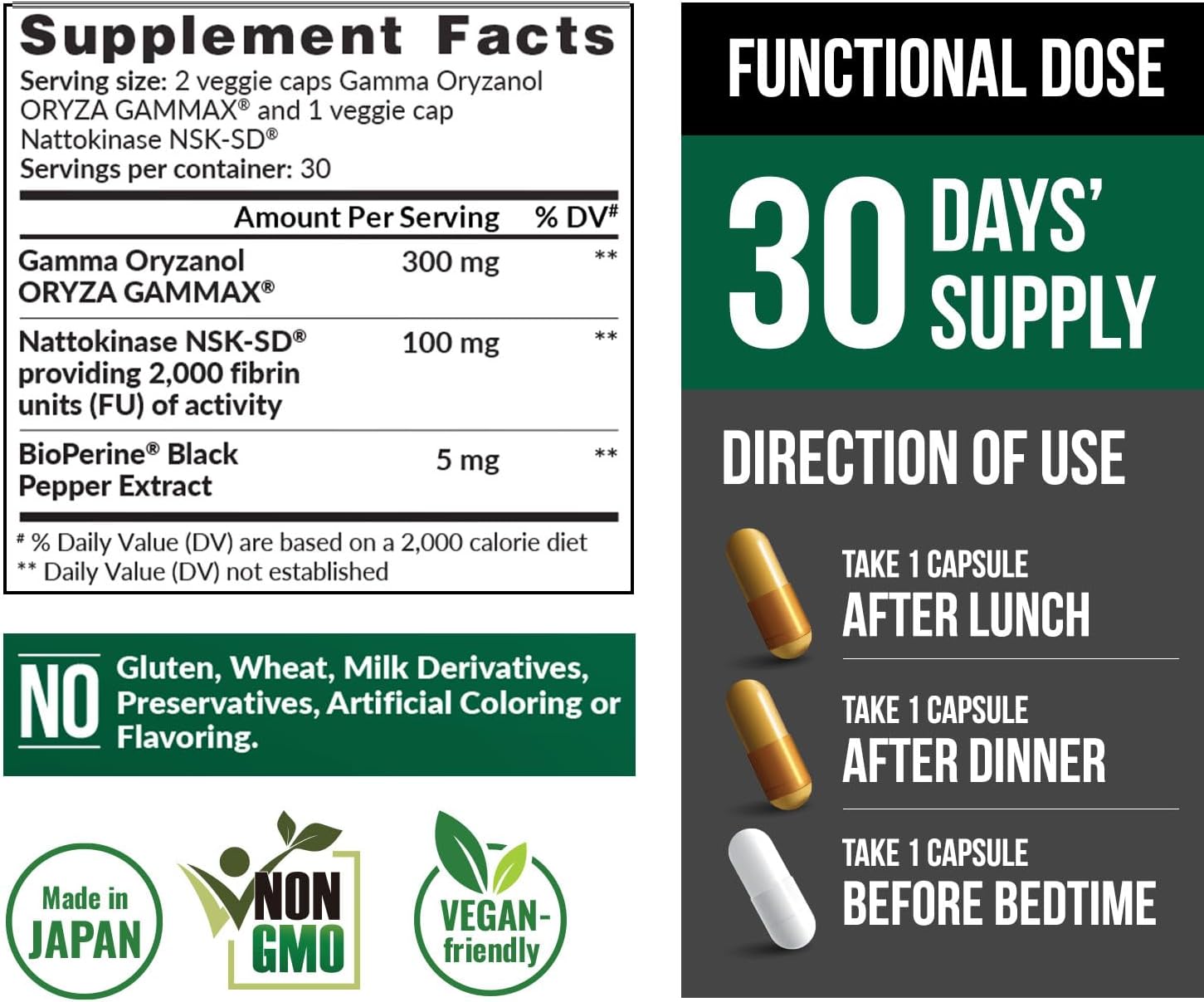 LABO Nutrition VesseCLEAR CX Nattokinase NSK-SD with Gamma Oryzanol – 90 Vegan DRcaps (45-Day Supply, 3-Pack) - görsel 2