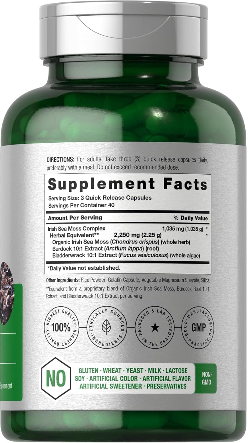 Horbäach Sea Moss Capsules | 120 Capsules | Complex Formula with Bladderwrack & Burdock Root | Non-GMO & Gluten-free Supplement - görsel 2