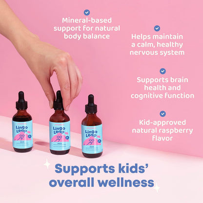JoySpring LingoLeap – Liquid Kids Formula with Zeolite Clinoptilolite, Methylated B12 and Vitamin D3