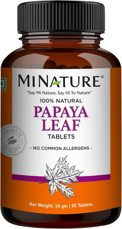 minature Papaya Leaf Tablets - 90 Tablets, 1000mg per Serving, Vegan Food Supplement