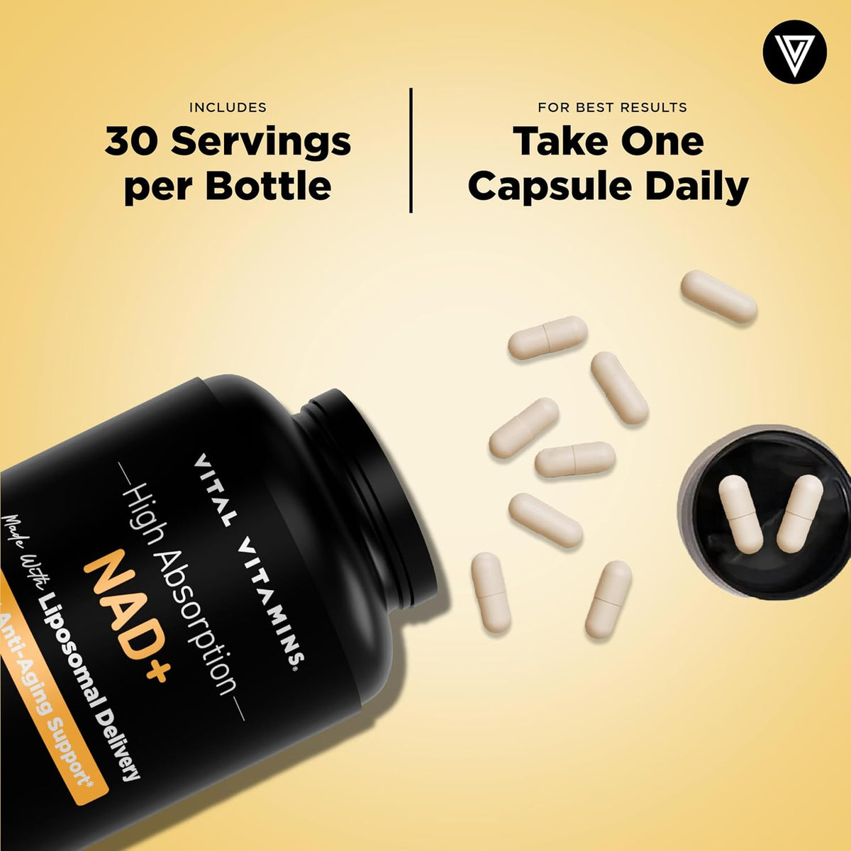 Vital Vitamins NAD+ Supplement - 500mg Liposomal NAD+ for Cellular Energy & Healthy Ageing - 30-Day Supply - görsel 7