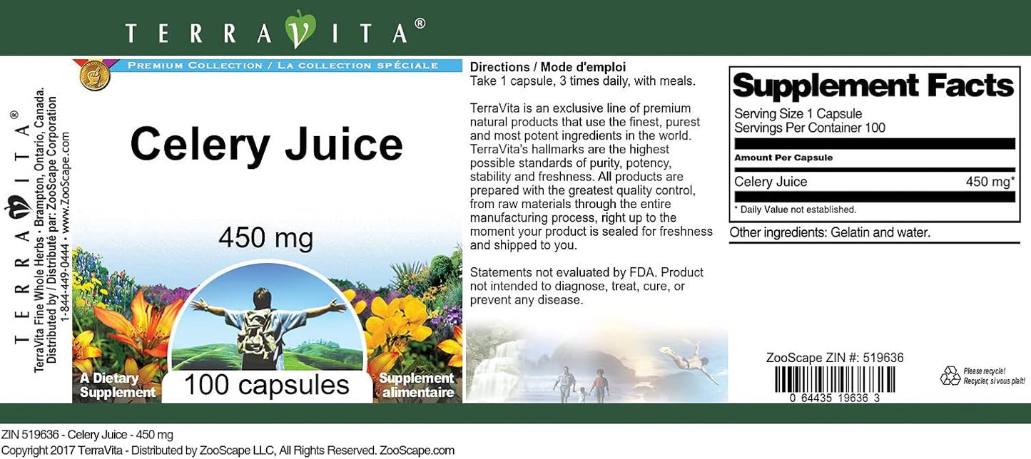 Terravita Celery Juice - 450 mg (100 Capsules) - görsel 3