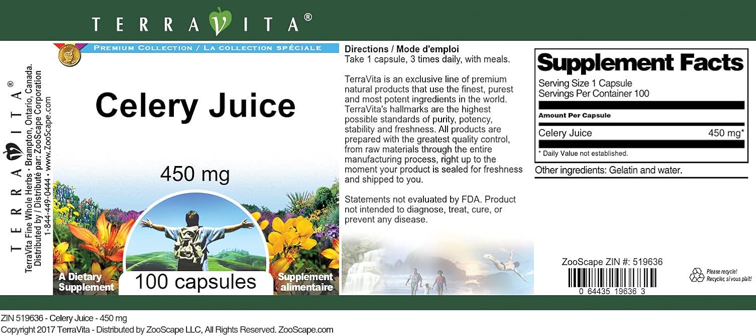 Terravita Celery Juice - 450 mg (100 Capsules) - görsel 3