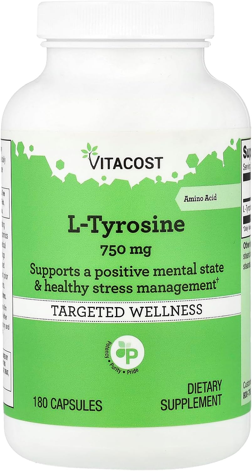 Vitacost L-Tyrosine, 750 mg, 180 Capsules - görsel 1