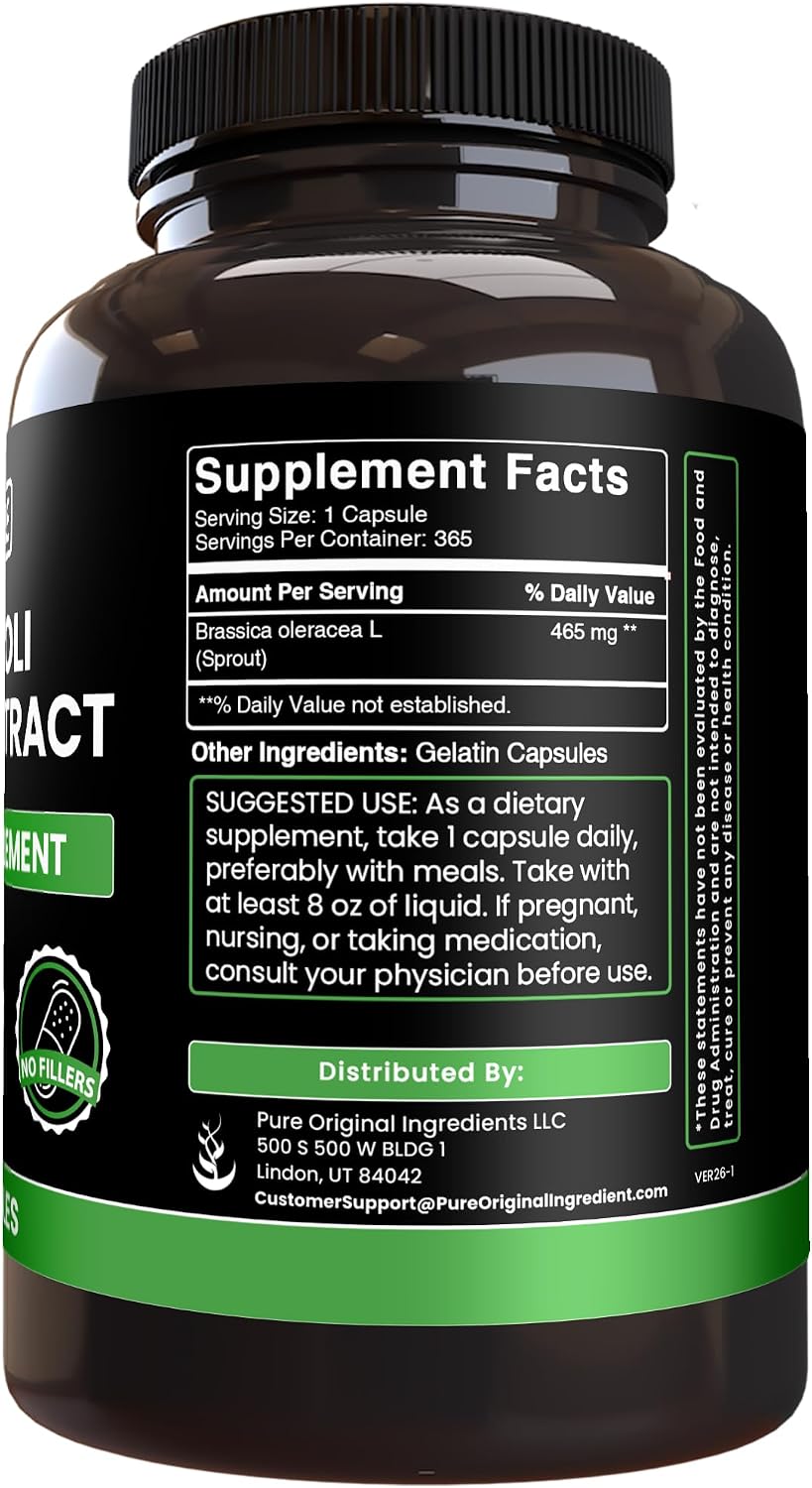 PURE ORIGINAL INGREDIENTS Broccoli Extract (365 Capsules) – No Fillers, Lab Verified - görsel 2