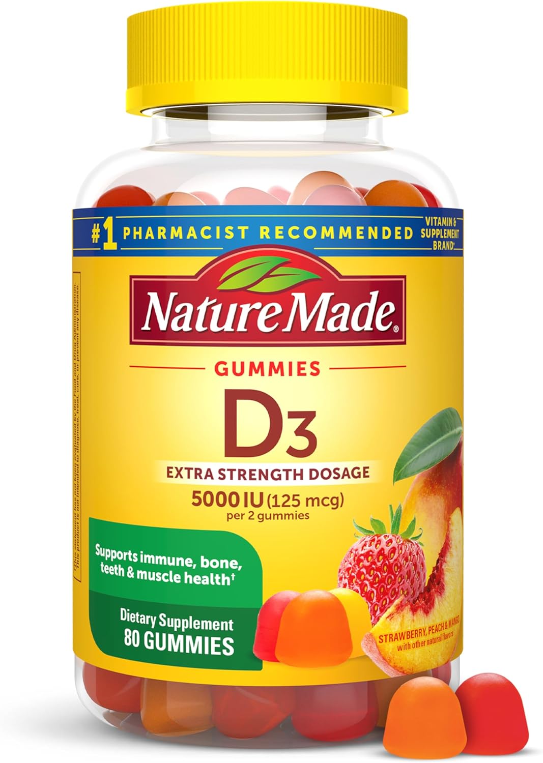 Nature Made Vitamin D3 5000 IU Gummies - Extra Strength - 80 Count - görsel 1