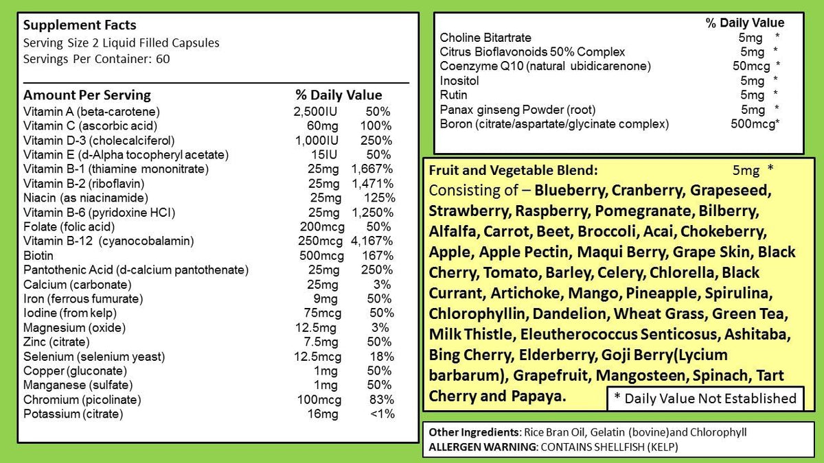 SJJ DEPOT Multivitamin Fruit & Vegetable Liquid Capsules - Daily Multivitamin for Women, Men, Seniors (120 Capsules) - görsel 9