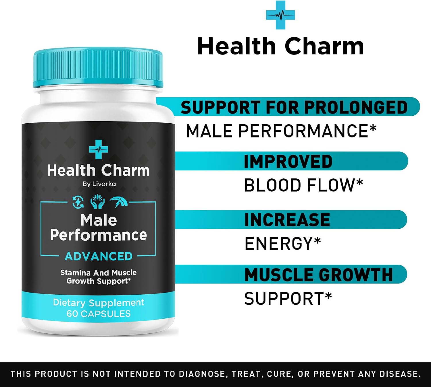 LIVORKA Health Charm Men's Multivitamin Capsules - All Natural Supplement, 60 Capsules - görsel 3