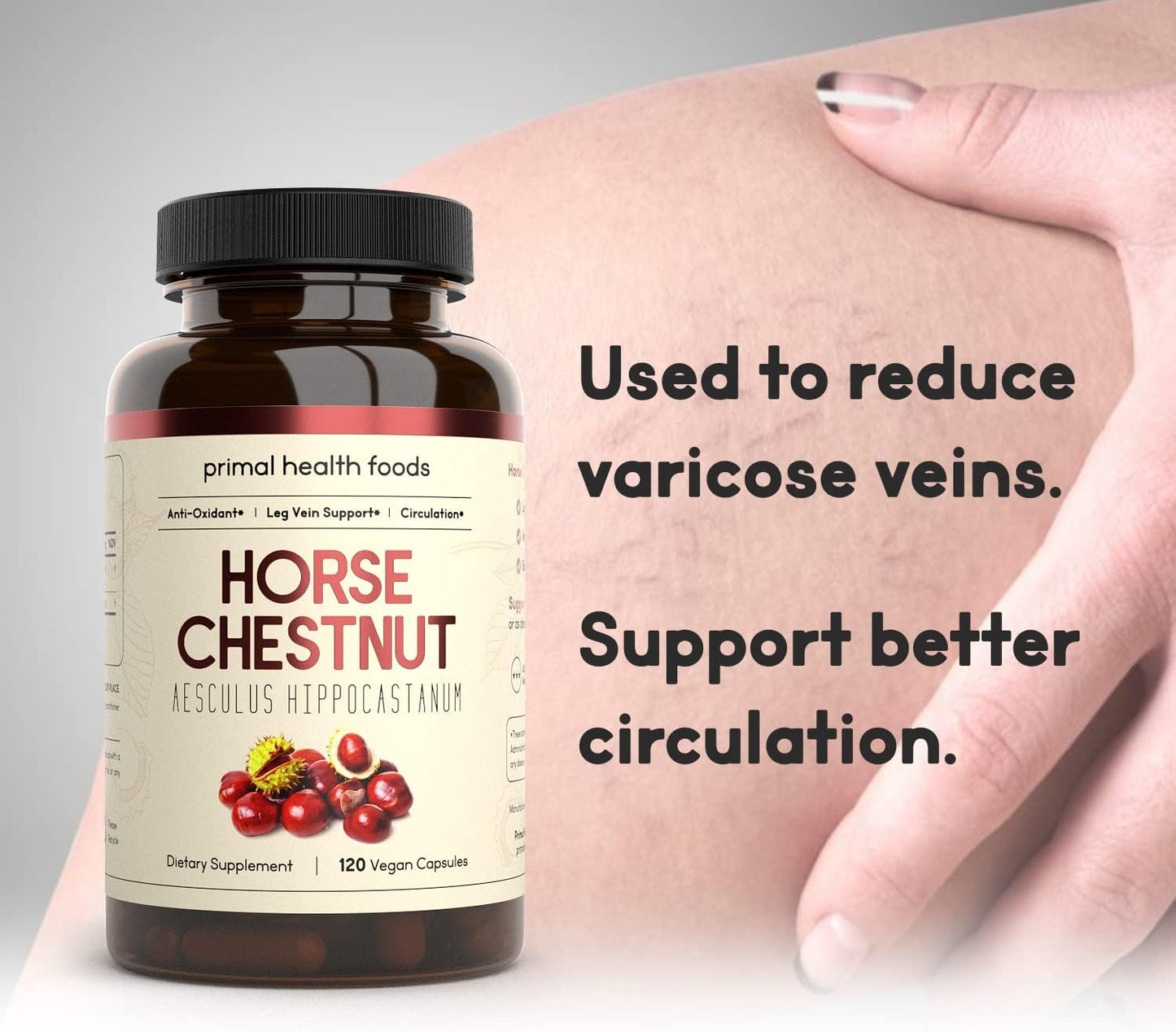 Horse Chestnut Extract 500 mg – 120 Capsules | Supports Vein Health | Vegetarian, Non-GMO & Gluten-free - görsel 4
