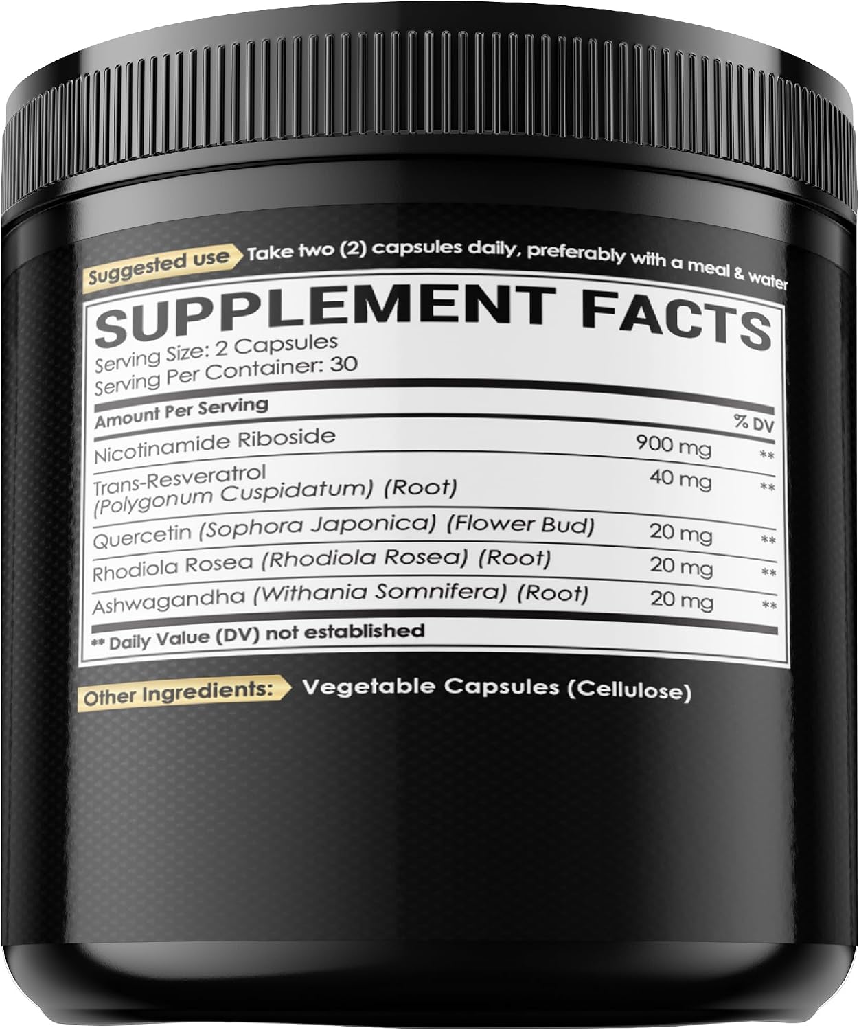 NAD+ Supplement with Nicotinamide Riboside, Resveratrol, Quercetin, Turmeric, Rhodiola Rosea - 60 Count - görsel 7