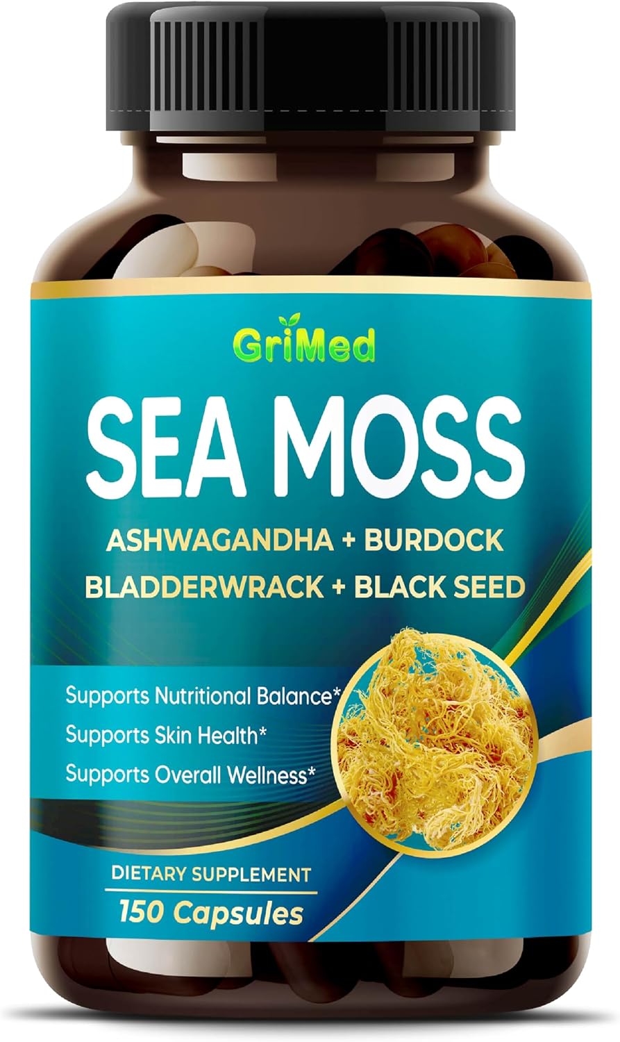 Premium Sea Moss with Ashwagandha, Burdock, Bladderwrack, and Black Seed – Immune, Digestive & Energy Support (150 Capsules) - görsel 1