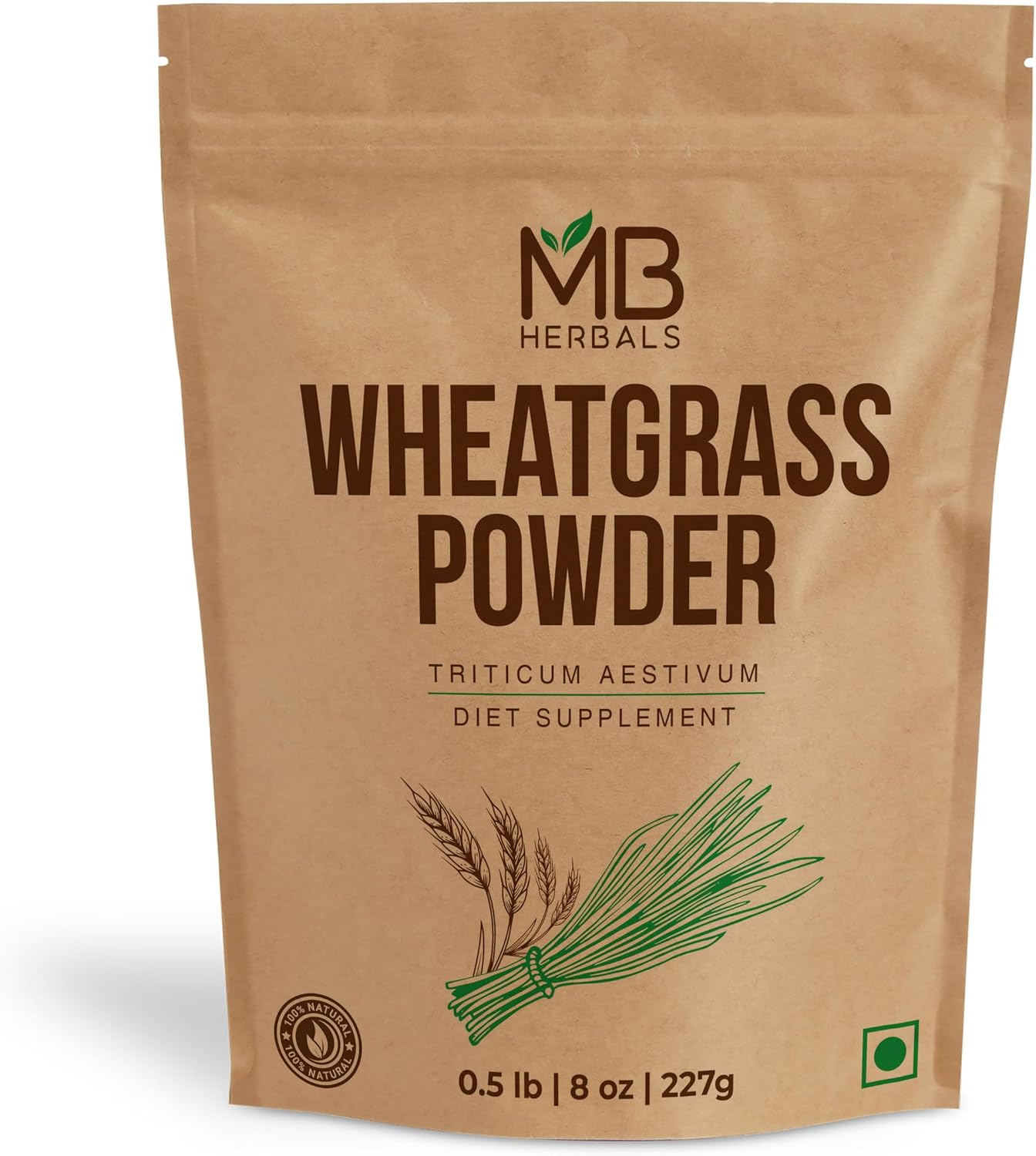 MB Herbals Wheatgrass Powder - 227g (8 oz) - 100% Pure, Non-GMO, Gluten-Free, Vegan - görsel 1
