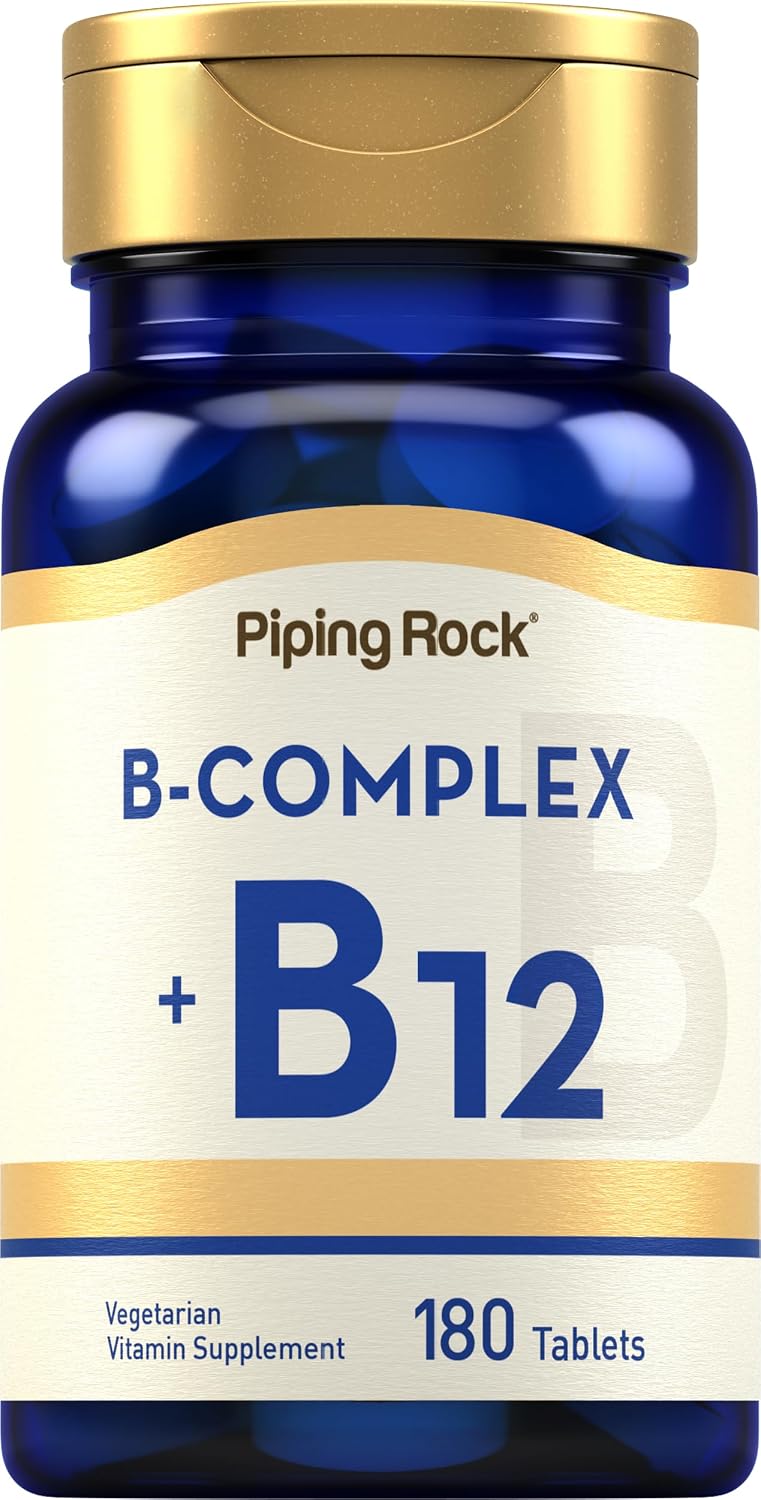 Piping Rock Vitamin B Complex | 180 Tablets | with B12 | Vegetarian, Non-GMO, Soya-free Supplement - görsel 1