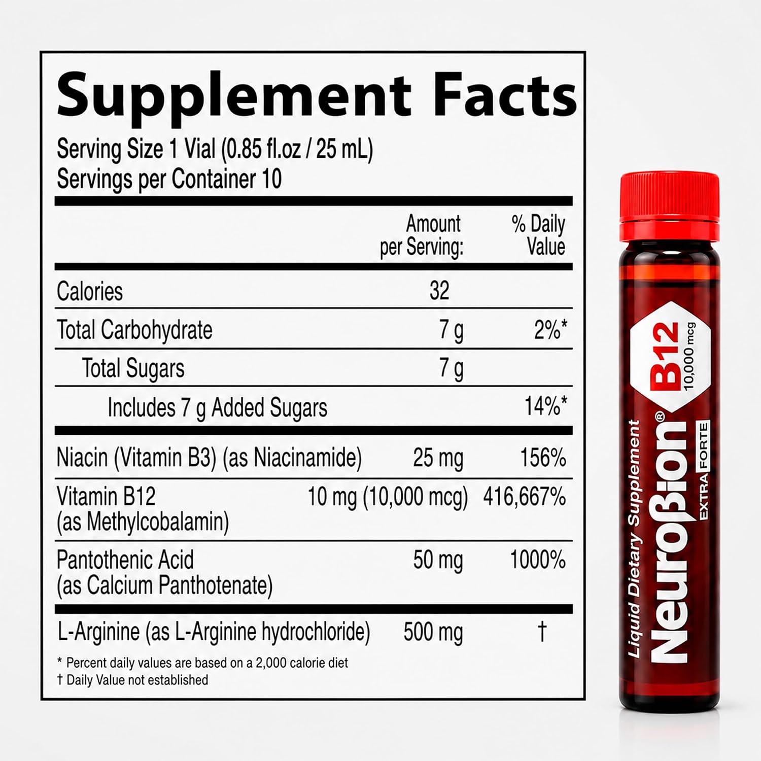 Neurobion Forte Vitamin B12 Liquid Shots, Methylcobalamin B1 B6, 20 Vials (Pack of 2) - görsel 2