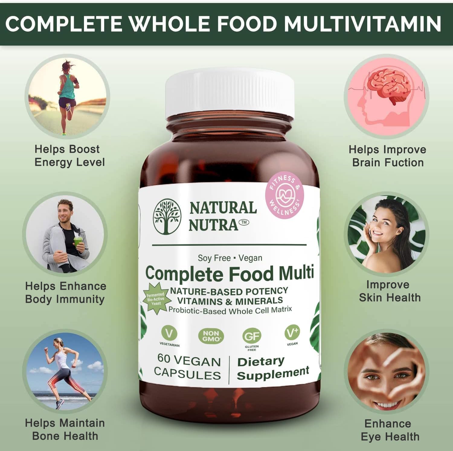 Natural Nutra Whole Food Complete Multivitamin and Mineral for Women and Men - görsel 3