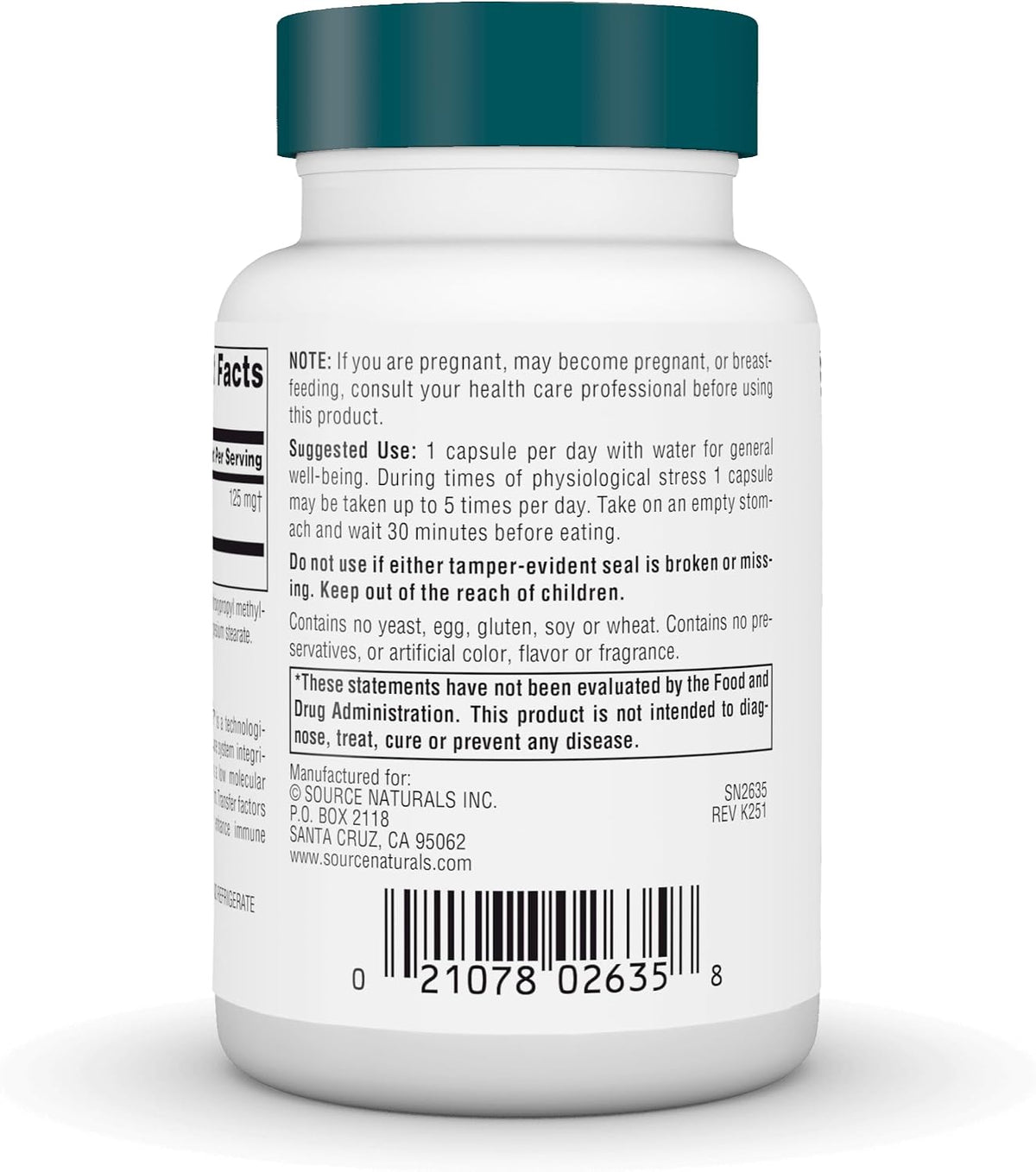 Source Naturals Wellness Transfer Factor, 125 mg, 60 Vegetarian Capsules - görsel 4