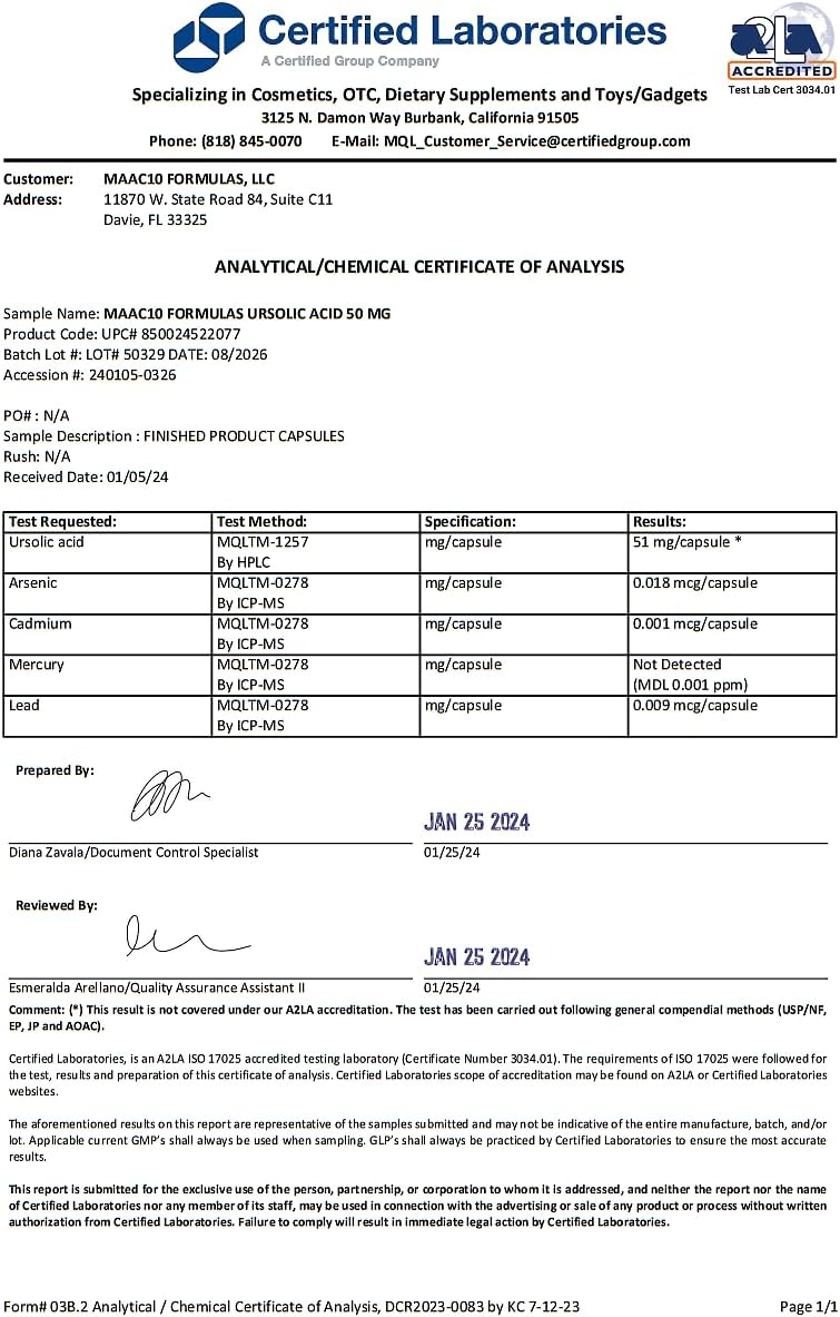 MAAC10 Ursolic Acid 50mg Capsules – AMPK and Sirtuin Activator - görsel 2