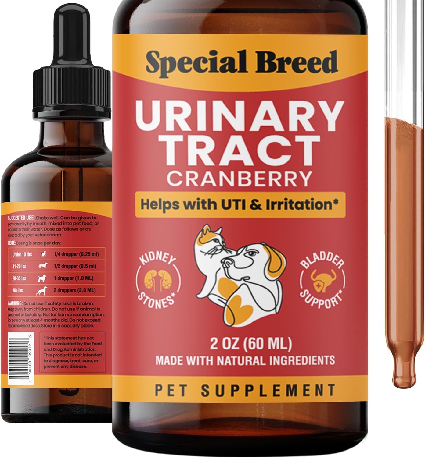 Cat & Dog Urinary Tract Support – Natural Cranberry Drops for Bladder and Kidney Health – Supports Incontinence and Frequent Urination – Pet Renal Care Drops - görsel 8