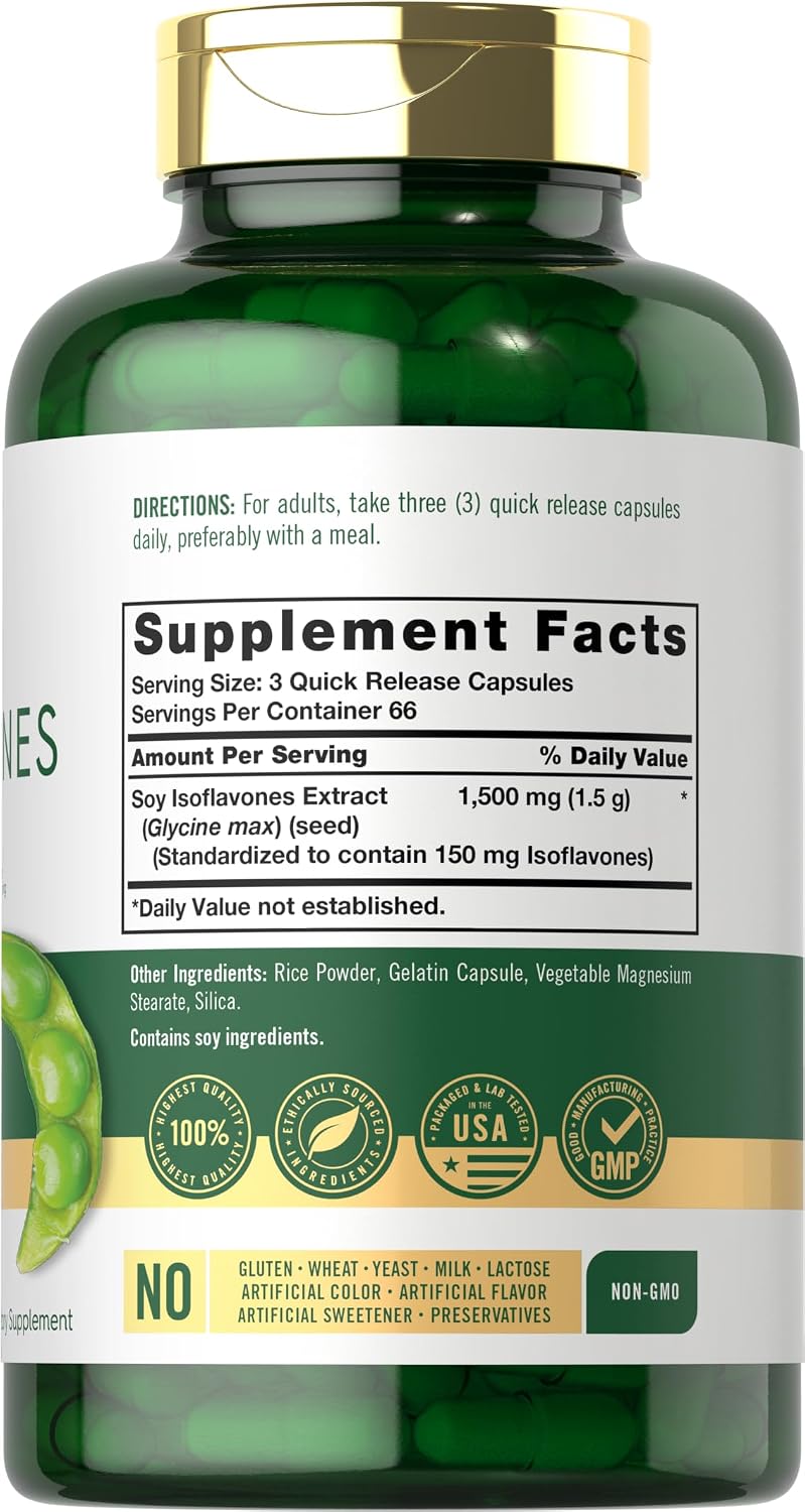 Carlyle Soya Isoflavones for Women and Men | 200 Capsules | Non-GMO, Gluten-free Extract Supplement - görsel 2