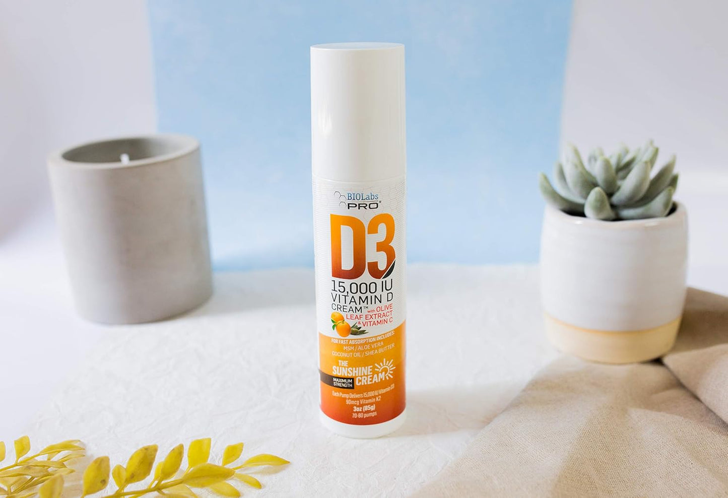 BIOLABS PRO All Natural Vitamin D3 15000IU Cream with Vitamin K2 & Olive Leaf Extract, 85 g - görsel 6