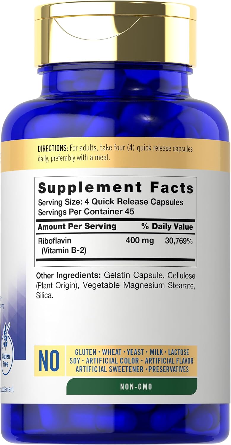 Carlyle Vitamin B-2 400mg | Riboflavin Food Supplement | 180 Capsules - görsel 2