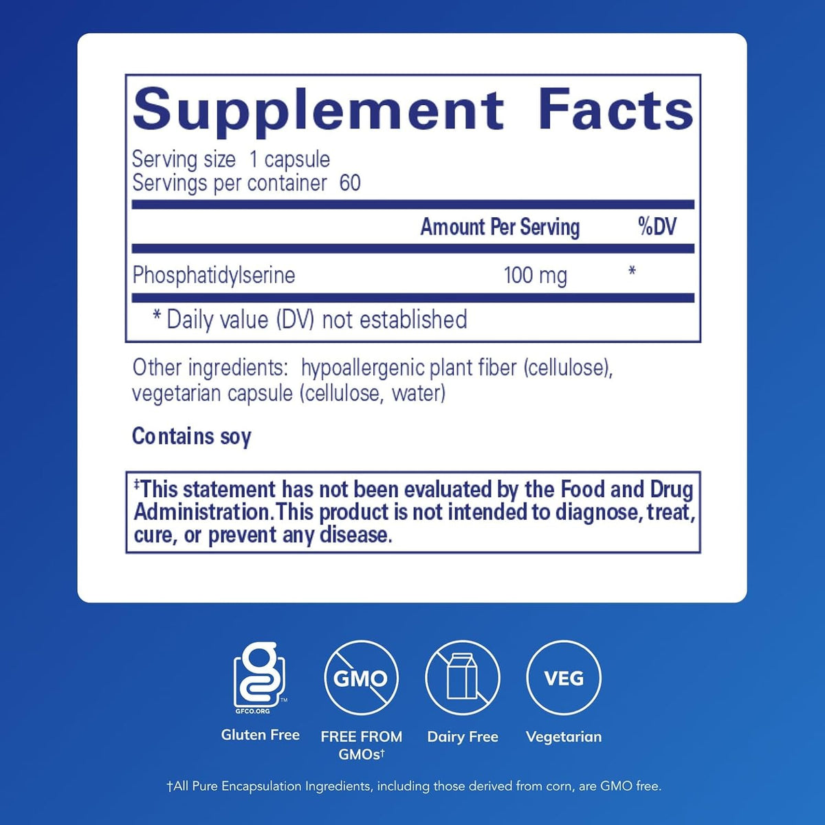 Pure Encapsulations PS 100 – Phosphatidylserine Food Supplement for Normal Cognitive Function – 60 Capsules - görsel 2
