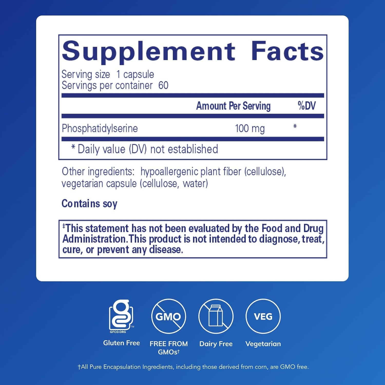 Pure Encapsulations PS 100 – Phosphatidylserine Food Supplement for Normal Cognitive Function – 60 Capsules - görsel 2