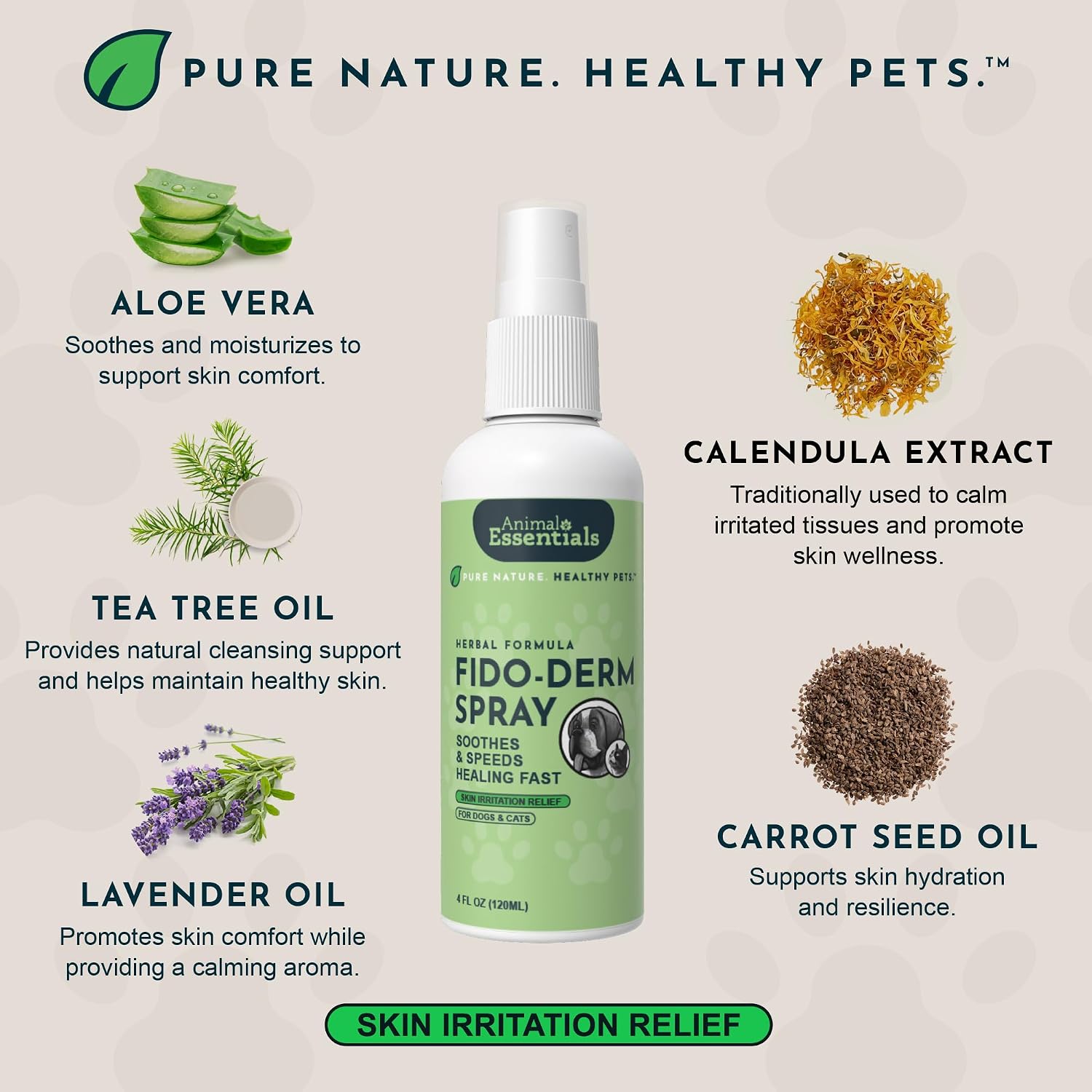Animal Essentials Fido-Derm Herbal Skin Spray for Dogs, Cats & Horses – Natural Itch Relief and Hot Spot Care, 118 ml - görsel 4