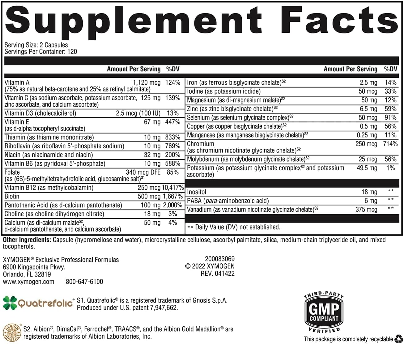 XYMOGEN ActivNutrients - Multivitamin and Multimineral Formula - Wellness, Immune and Energy Support - Active B Vitamins and Chelated Minerals - Vegetarian, Non-GM and Gluten-free - 240 Capsules - görsel 2