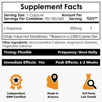Nootropics Depot L-Theanine 200mg Capsules (180 Capsules)