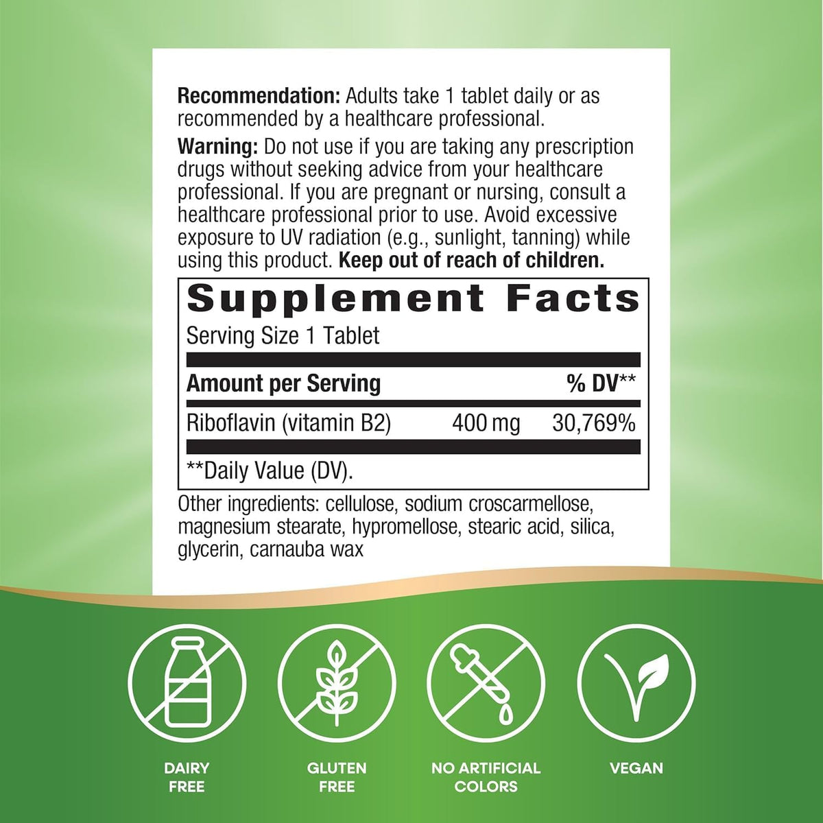 Nature's Way Riboflavin (Vitamin B2) 400 mg, 3-Pack - görsel 3