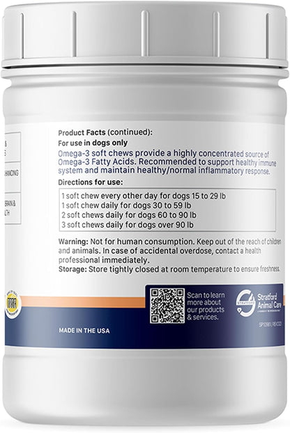 Pharmaceuticals EZ Chew Omega 3 Fatty Acid Soft Chew Max Strength – Dog Omega 3 Supplement – Soft Chew Treats with Fish Oil for Dogs – Large and Giant Dogs – 150 Soft Chews