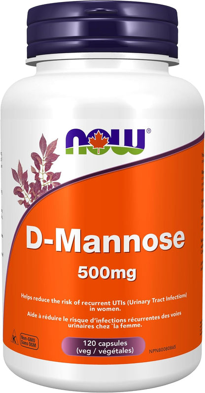 Now D-Mannose 500 mg, 300 Capsules - Vegan, Non-GMO Food Supplement for Men and Women - Supports a Healthy Urinary Tract, Promotes Bladder Comfort