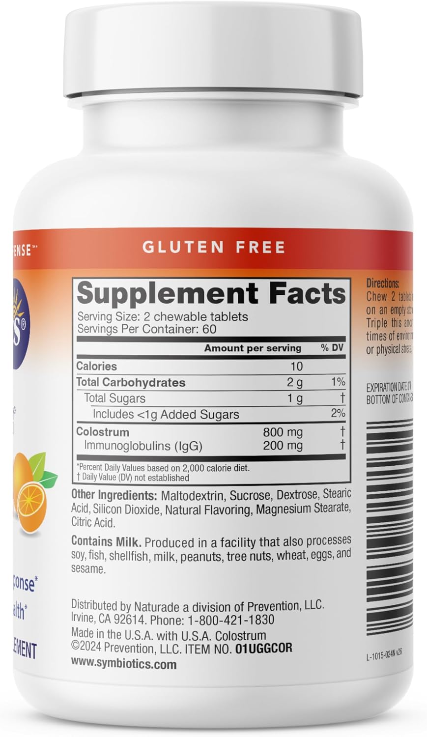 Symbiotics Naturade Colostrum Chewable Tablets – Orange Cream, 120 Tablets - görsel 7