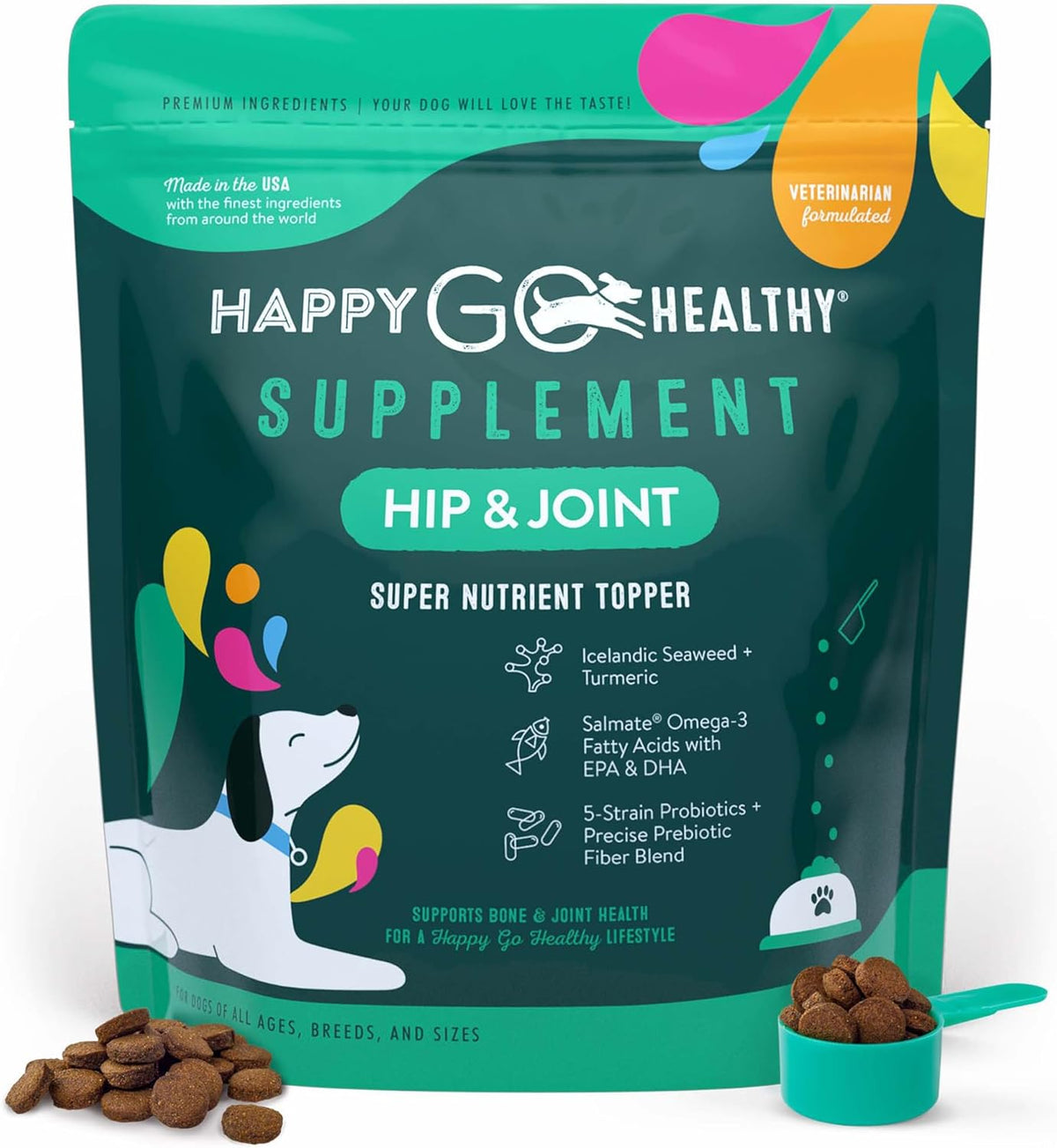 Happy Go Healthy Daily Wellness Supplements for Dogs - Probiotic & Prebiotic with Fish Oil & Seaweed, 120 Count - görsel 10