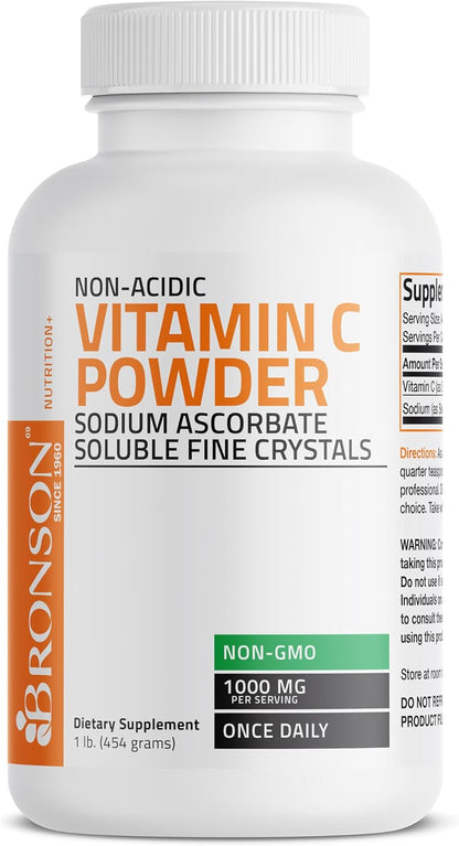 Bronson Non-Acidic Vitamin C Powder - Sodium Ascorbate, 454 g