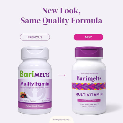 BariMelts Multivitamin - 60 Fast-Dissolving Tablets (1-Month Supply) - Sugar-Free Bariatric Multivitamin for Women, Natural Fruit Flavour