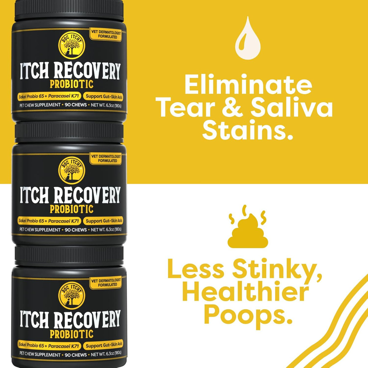 Doc Itchy Itch Recovery Dog Probiotic Chews | L. Sakei & L. Paracasei | Clinical-Strength | 90 Count - görsel 2